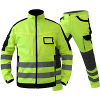 Safety Work Suit Men Mechanic Jacket and Pant Sets for Working Hi Vis Workwear Multi Pockets Workshop Uniforms