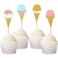 Ice Cream Cupcake Top Decoration Glitter Cupcake Selection Baby Shower Birthday Summer Hawaiian Themed Party Cake Decoration