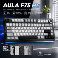 AULA F75 HE 75% Mechanical Keyboard Hall Effect Tri-mode 2.4G Bluetooth 5.3 Wired Hot Swap RGB 4000mAh Gaming 8K Polling Rate