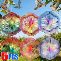 Reflective Bird Deterrent Wind Spinner 3D Hexagon Windmills Outdoor Bird Repeller Rotating Scare Device for Garden Farm Vineyard