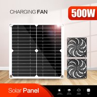 500W Solar Fan Charging Pet Portable Poultry Fan Greenhouse Solar Plate Exhaust Fan Office Outdoor Home Dog Chicken House 5V 16V