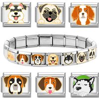 Italian Modular Bracelet Cute Pet Dog Charm Connector Fit 9mm Stainless Steel DIY Modular Dog ring Bracelet Necklace Jewelry