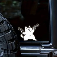 1 pc car sticker cat with double guns personality sticker wall sticker computer sticker waterproof sticker