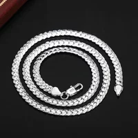Silver Color Chain 5mm Full Sideways Necklace For Women Men Party Gift Fashion Engagement Wedding Jewelry