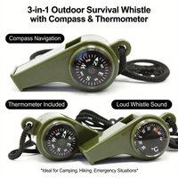 High Decibel Emergency Rescue Whistle with Compass & Thermometer - Essential Keychain for Camping, Hiking and Outdoor Activities