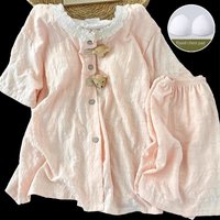 New Women Cute Pet Dog Pattern Pajamas Set Plus Size Top and Shorts Two-Piece Set Summer Pajama Set Loungewear Nightgown Clothe