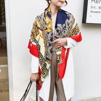 Twill Silk Women Scarf 130*130 cm Euro Design Chain Print Square Scarves Brand Quality Gift Large Fashion Shawls