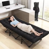 Camping Bed Folding Cot for Camping W/Pilllow Mattress for Home Office Nap Beach Travel, 600LBS (190 * 68CM-Black)