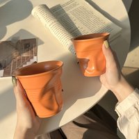 1PC Dopamine Colored Coffee Cup High Aesthetic Ceramic Coffee Cup Home Office Water Cup