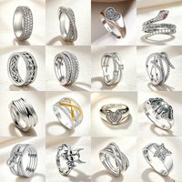 New 925 Silver Snake Shaped Heart-Shaped Zircon Sparkling Ring, Suitable For Women's High-End Jewelry Wedding Anniversary Gift