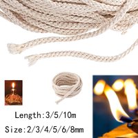 3/5/10m Cotton Candle Wicks, Alcohol Wick for DIY Candle Making, Kerosene Lighter Oil Lamp Wick Tools 2-8mm