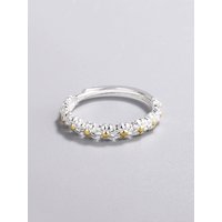 ZDADAN 925 Sterling Silver Daisy Adjustable Ring For Women Girls Fashion Jewelry