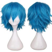 Anime YUI TAMURA Wig Blue Short Synthetic Cosplay Wigs Heat Resistance Party Wigs