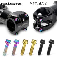 RISK 6pcs/bag Road MTB Bike Titanium M5x16 M5x18 Handlebar Stem Fixing Bolt Screw Bicycle Front Back Derailleur Seatpost Clamp