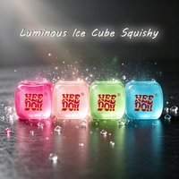 Needoh Nice Cube Glow in The Dark Slow Rising Squishy Toy Soft Squeeze Stress Relief Fidget Sensory Anti-Anxiety Calming Gift