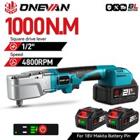Klucz dynamometryczny akumulatorowy ONEVAN bezszczotkowy 1/2'' 1000NM do usuwania śrub i nakrętek 4800RPM, elektronarzędzie do naprawy samochodów, pasuje do akumulatorów Makita 18V