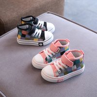 Kinder-Leinwandschuhe für Jungen und Mädchen, modische Kinder-Freizeit-Turnschuhe, atmungsaktiv, kariert, klassische Mädchen-High-Top-Gitter-Turnschuhe