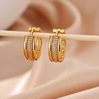 Vintage Round Hoop Earrings For Women Gold Color Geometric Three Layer Earrings Ear Buckle Punk Jewelry Gifts pendientes