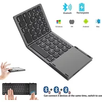 Foldable Mini Wireless Bluetooth Keyboard with Touchpad Rechargeable Portable Keyboard for Windows Android iOS iPad Phone