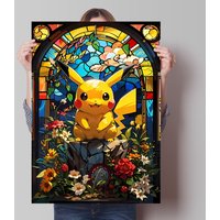 Classic Anime Poster Pokemon Painting Pikachu Cartoon Picture Modern Home Bedroom Wall Decoration Kid's Gift Fashion Wallpaper