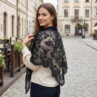 Women'S Lace Triangular Shawl, Breathable Floral Hollow Out Outerwear, French Retro Scarf, Commute Wedding All-Match