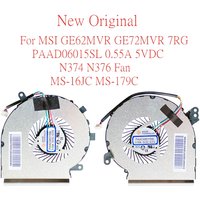 New Original Laptop CPU GPU Cooling Fan For MSI GE62MVR GE72MVR 7RG PAAD06015SL 0.55A 5VDC N374 N376 Fan MS-16JC MS-179C