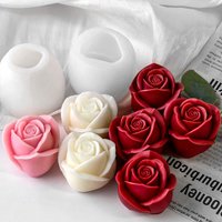 2PCS Valentine's Decor Rose Flower Candle Mold DIY Aromath Soap Plaster Resin Craft Silicone Molds Chocolate Baking Making Tool
