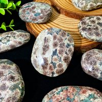 Random 1PC High Quality Flower Agate Palm Natural Crystal Palm, Gemstone Jewelry, Glitter, Birthday Gift, Women Gift.