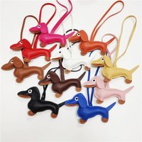 Mini Dachshund Dog Handbag Decoration PU Leather Animals Keyring Hanging Ornament Backpack Handbag Charm Gift for Men Women