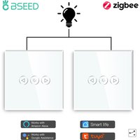 BSEED 2Packs Zigbee Dimmer Light Switches Smart Dimmable Switch Multi-Control Support Tuya Smart Life Alexa Voice Control