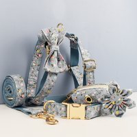 Flower Dog Collar And Leash Set For Small Medium Large Dogs Custom Engraved Nameplate Pet Supplies Dog Leash Flower11
