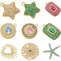 ZHUKOU 6 styles jewelry pendant small star Cubic Zirconia charms for jewelry making Heart shape pendant jewelry materials VD1356