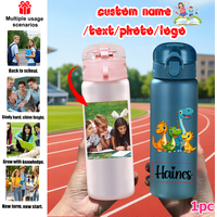 1pc Custom Back to School Yellow Orange Blue Green Dinosaur Pattern 780ml/26oz Plastic Water Bottle Outdoor Travel Sports Cup