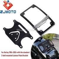 Motorcycle 3-Hole Mount License Plate Relocation Bracket For Harley FLST FXD XL1200 C FXLR ST Curved Laydown Number Plate Holder