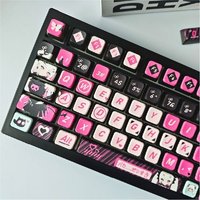 Black pink little devil keycaps hot sublimation wooting personalized keycaps DIY adaptation step from ace68 keys87keys 108 keys