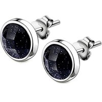 Buyee 925 Sterling Silver Stud Earring Natural Blue Sandstone Square Round Earring for Women Men Fashion Fine Jewelry Earring