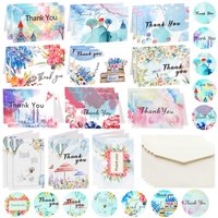24 Pcs Thank You Cards Set with Envelopes and Stickers, 12 Designs Elegant Small Thank You Notecards Gift Cards, Blank Inside