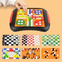 3-in-1/5-in-1/7-in-1 Board Game Sets, Snakes and Ladders, Checkers, Ludo, Etc., Family Desktop Educational Toys.