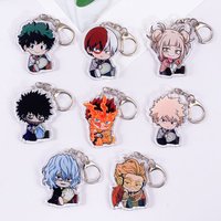 1/8Pcs Anime Characters My Hero Academia Acrylic Keychain Accessories Cute Bag Charm Backpack Pendant Key Ring Gifts For Friends