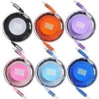 100W Type C Charging Cable PD 100W Retractable Mobile Phone Cable For iPhone 16 15 Huawei Xiaomi MacBook Fast Charge Accessories