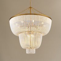 Vintage Loft Rustic Round Wooden Bead Pearl Chandelier E14LED Decorative Light Modern Living Room Hotel Kitchen Pendant Lighting