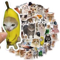 50/100 SZTUK Kreatywnych Naklejek z Popularnymi Memami o Kotach do Rękodzieła DIY, Graffiti, na Kubek, Deskorolkę