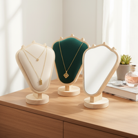 Natural Wood Necklace Display Stand - Neck Bust Organizer with Velvet Lining & Stable Base | Multi-Style Storage for Home Vanity