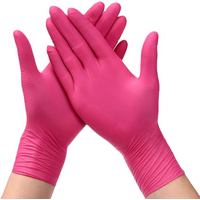 20/50/100PCS Pink Nitrile Gloves Industrial Disposable Gloves for Beauty Nail Salon Tattoo Household Cleaning Kitchen Work Glove