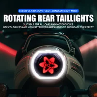 3 Inch Motorcycle Rear Tail Decorative Light Cool Rotating Wheel Eyes RGB Aperture Flashing Brake Rear License Plate Light