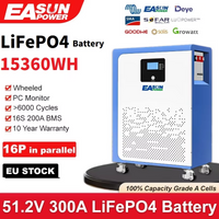 EASUN 300Ah/15kWh 200Ah/10kWh 100Ah/5kWh 48V 51.2V 16S Akumulator litowo-żelazowy LiFePO4 do połączenia równoległego, 6000+ cykli, do energii słonecznej i domowej
