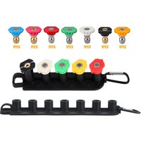 High Pressure Washer Tips Set With Nozzle Holder 7 Nozzle Tips 1/4 Inch Quick Connect 4000 PSI 5 Holes Holder for Pressure Gun