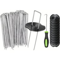 U-Shaped Plastic Fixing Gasket Landscape Garden Stakes Staples with Pick Hook Assortment Kit Garden Lawn Landscape Staples