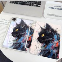 Korean Kawaii Colorful Ink Cat For iPad Pro Air 13 11 M5 M4 M3 M2 2 1 11th A16 12.9" 10 9 8 7 6 5 Th Mini 7 6 5 4 7.9" Case