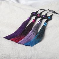 2pcs 13cm Two-tone Gradient Tassel Beaded Fan Pendant, Car Pendant, Clothing Accessory, Lantern Pendant, DIY Handmade Decoration